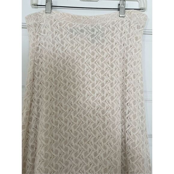 New York & Company Women’s S Vintage Crochet Knit Midi Skirt White Cream Coquett - Picture 2 of 6